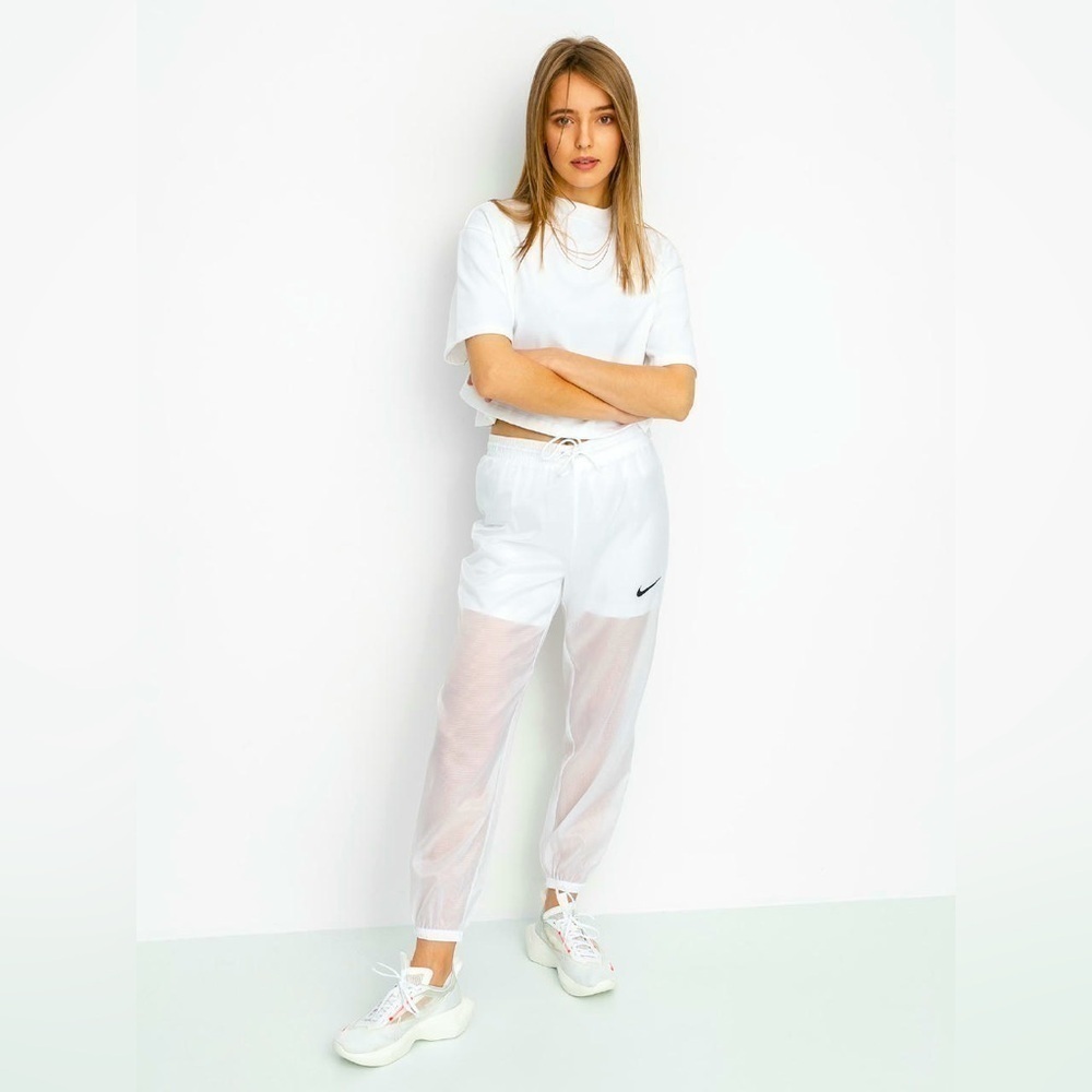 NWOT Nike Woven TECH MESH pull on 2 in 1 shorts track Pants joggers WHITE size S